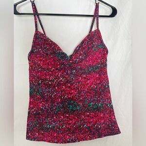 Athleta Vibrant Pink and Green Swim Tankini